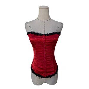 Fredericks Of Hollywood Red Satin Bustier Corset Top size 32 Holiday